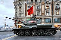 Legendary T-34 Tank with Waving Red Banner