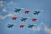Diamond-shaped Formation of Russian Fighter Jets MiG-29 & Su-30SM