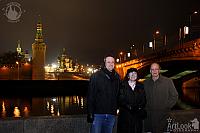 With Panorama of St. Basil's Cathedral from Moscow-River at Night
