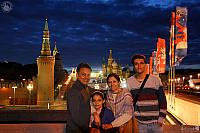 In Background of Famous Moscow Attractions Under Twilight Skies