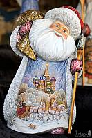The Jolly Russian Santa with a Painting of Troika and St. Basil’s