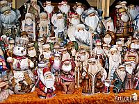 Carved Russian Santas and Snowman