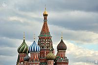 Cupolas of St. Basil's Cathedral Against Clouds