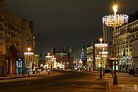 Festive Tverskaya Street with Wineglass-shaped Street Lamps