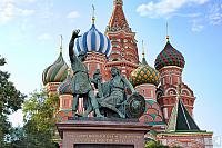 Statue of Minin and Pozharsky and Domes of St. Basil's Cathedral