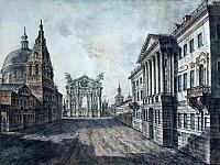 View of the Strastnaya Square with the Triumphal Gate (1800s)