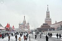 Overview Red Square in Heavy Snowfall