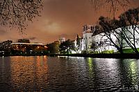 At the Big Novodevichy Pond in Cloudy Autumn Night