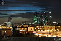 Moscow City Lights Under Dusk Sky