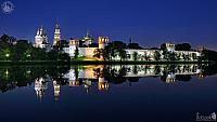 Panorama of Novodevichy Convent from Big Pond in the Blue Hour