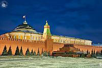 Snow-covered Red Square in Winter Twilight