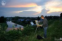 Painting Suzdal Landscape at Amazing Sunset