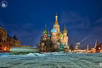 Lobnoye Mesto and St. Basil’s Cathedral in Winter Twilight