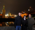 With Panorama of St. Basil's Cathedral from Moscow-River at Night