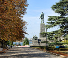 Walking at square near monument to Lenin - Sevastopol cityscapes