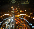 Traffic on Luzhniki Bridge after Fireworks