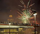 Fireworks Over New Floating Bridge of Park Zaryadye
