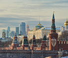 Old Kremlin Against Modern Moskva-City in Winter