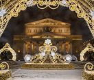 Bolshoi Theater Framed by New Year Decorations with Lens Flare