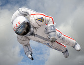 Launching aerostat in the shape of an astronaut on April 12, Cosmonautics Day
