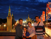 In Background of Famous Moscow Attractions Under Twilight Skies