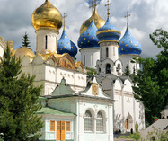 Beautiful churches of the Holy Trinity St. Sergius Lavra