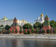 Unclouded Blue Sky Above Moscow Kremlin in Summer Morning